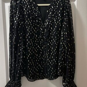 Lilly Pulitzer Onyx and Gold Clip Women's Ruffled Top